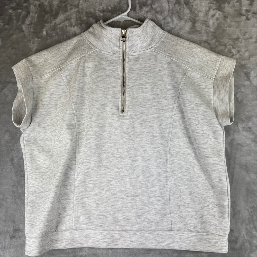Belldini Pullover‎ Top Womens Medium Gray Quarter Zip Short Sleeve (1621)